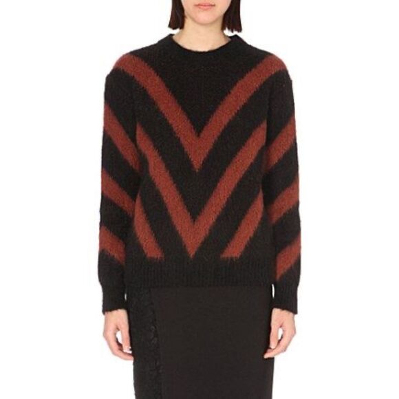 Sandro Paris navy red chevron sweater medium m - Picture 1 of 7